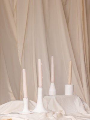 CARO - White Ceramic Candlestick Set